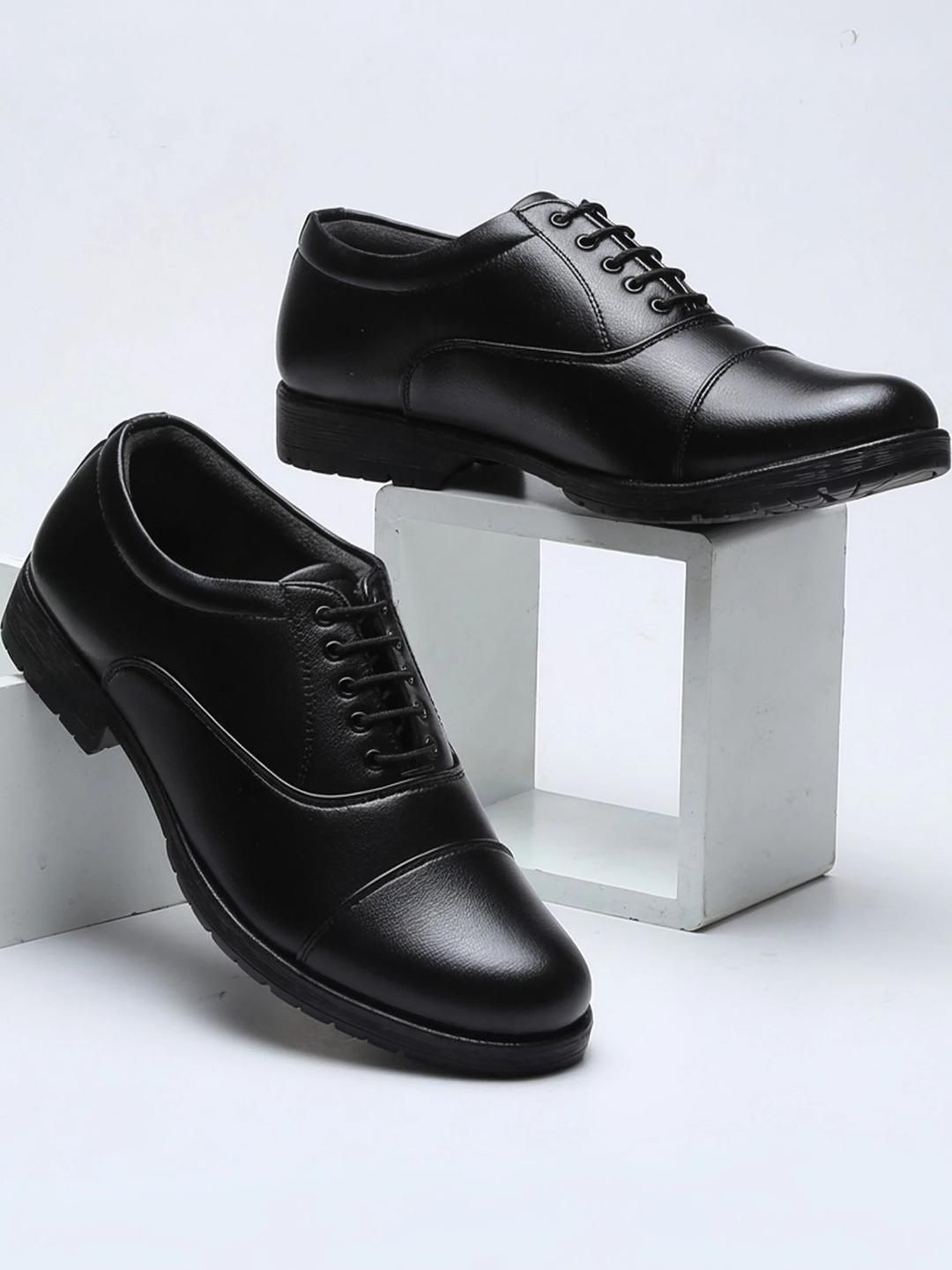 Field Care Men Black Lace Up Leather Formal Shoes-picture-38