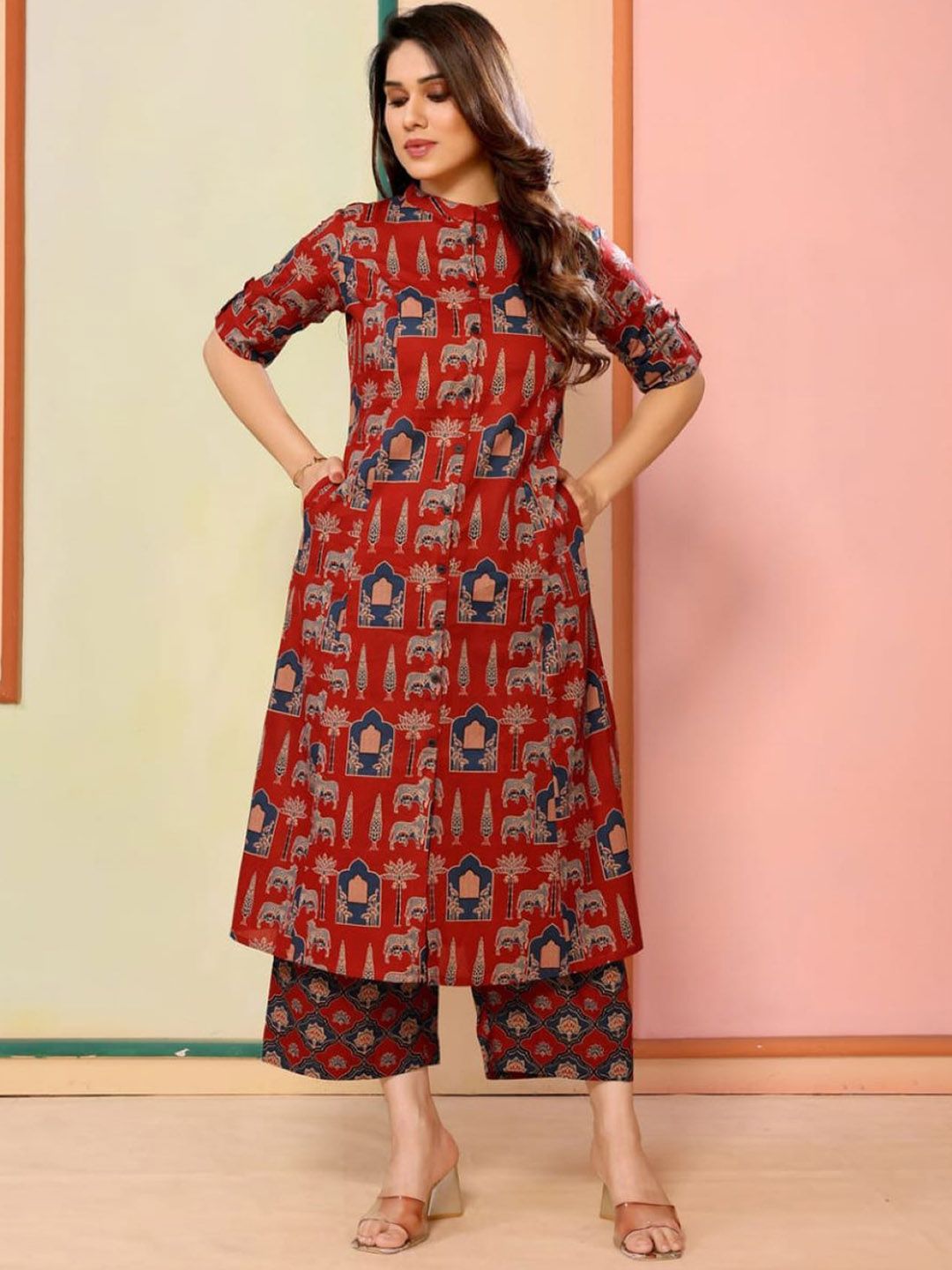 KALINI Women Ethnic Motifs Printed A-Line Kurta with Palazzos