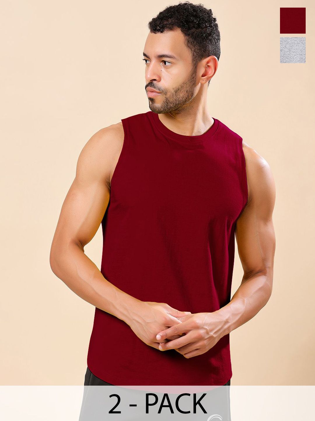 Friskers Pack Of 2 Pure Cotton Round Neck Gym Vests 230725AE-04-14-picture-49