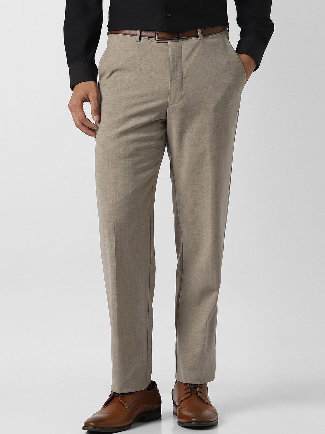 Van Heusen Men Textured Regular Fit Mid-Rise Formal Trousers-picture-18
