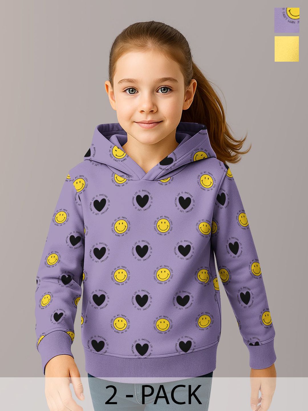 HELLCAT Girls Pack of 2 Printed Hooded Sweatshirt-picture-36