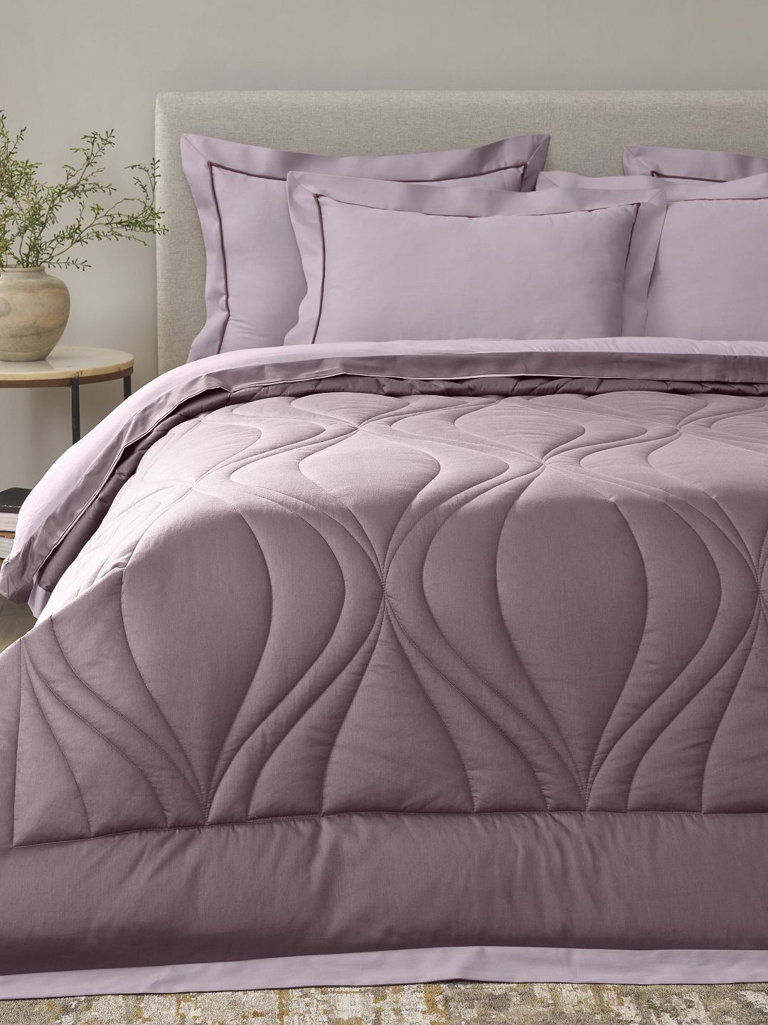 SANSAAR A DDECOR BRAND LIVE CONSCIOUSLY Purple Geometric Cotton 4 Piece Double Extra Large Superfine Bedding Bedding Set-image-43