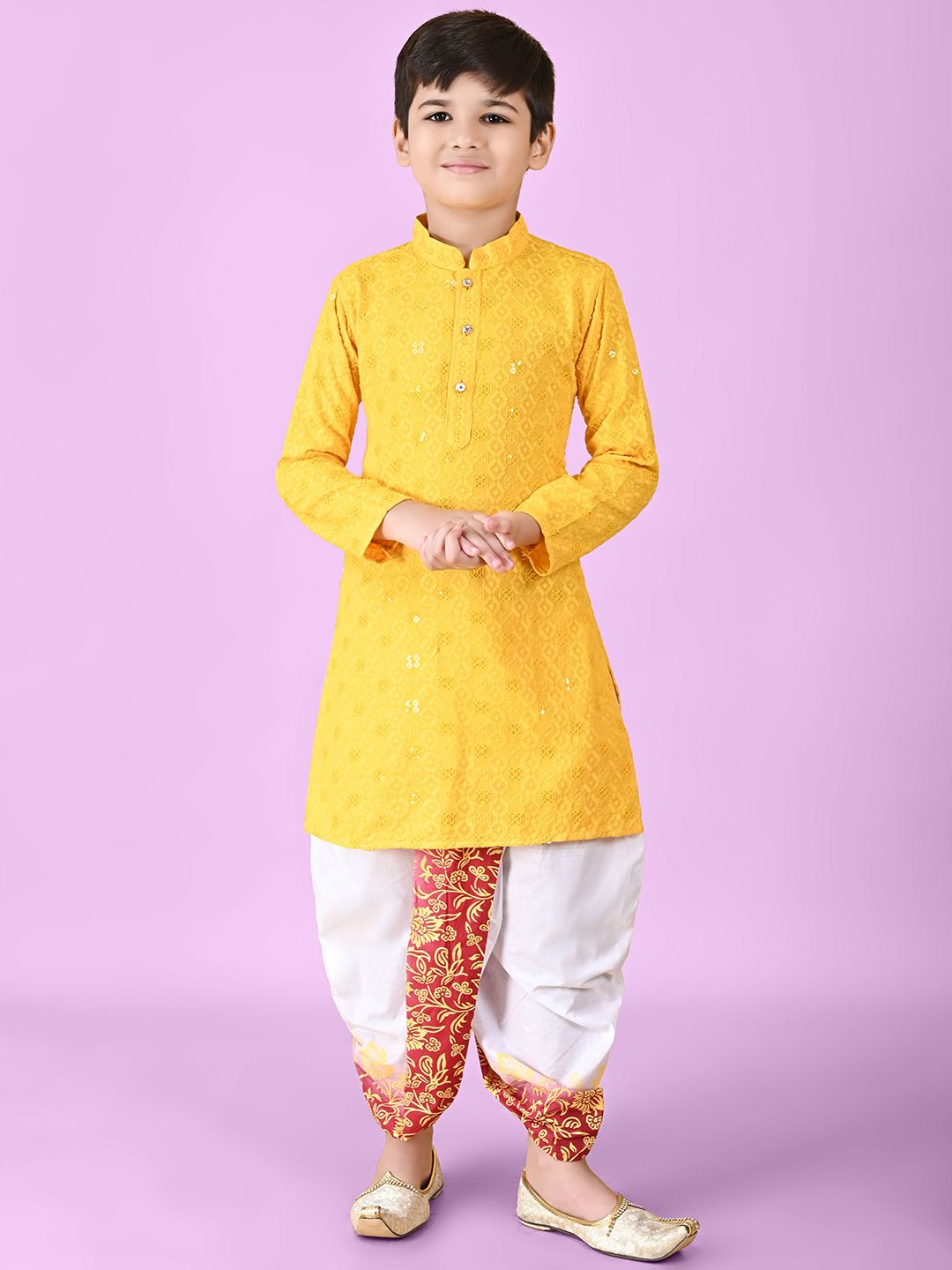 BAESD Boys Embroidered Regular Sequinned Kurta with Dhoti Pant-picture-21