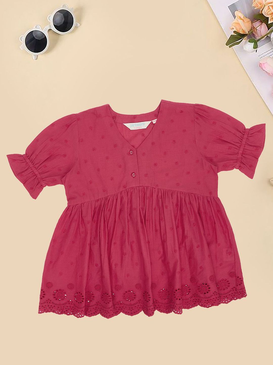 AKKRITI BY PANTALOONS Polka Dot Cotton Empire Top-picture-42