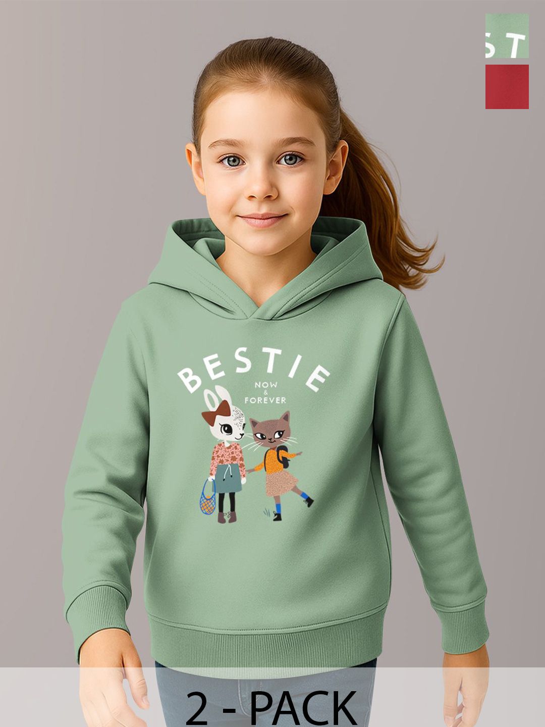 HELLCAT Girls Pack Of 2 Graphic Printed Hooded Sweatshirt-picture-39