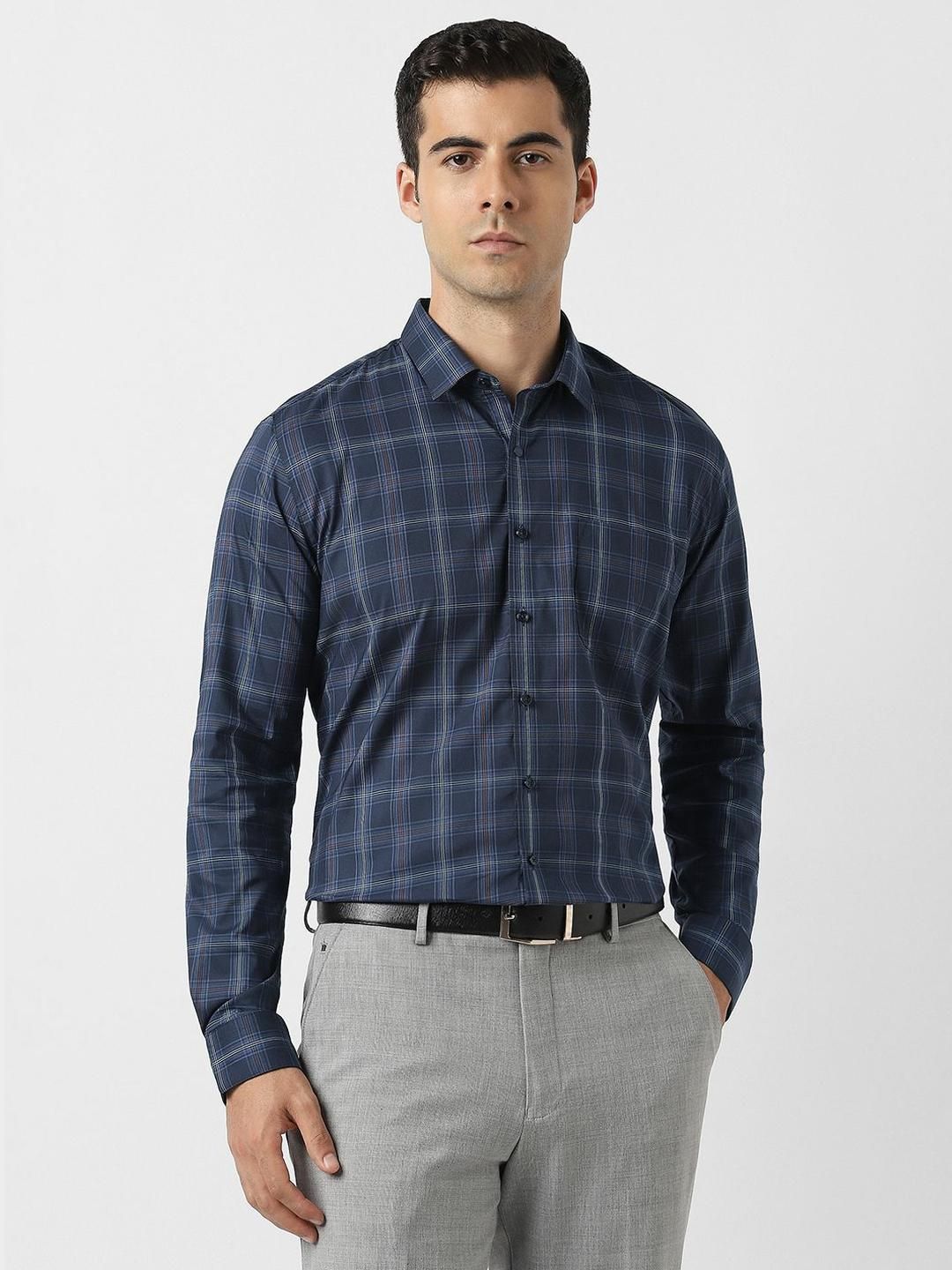 Van Heusen Men Checked Spread Collar Formal Shirt-picture-45