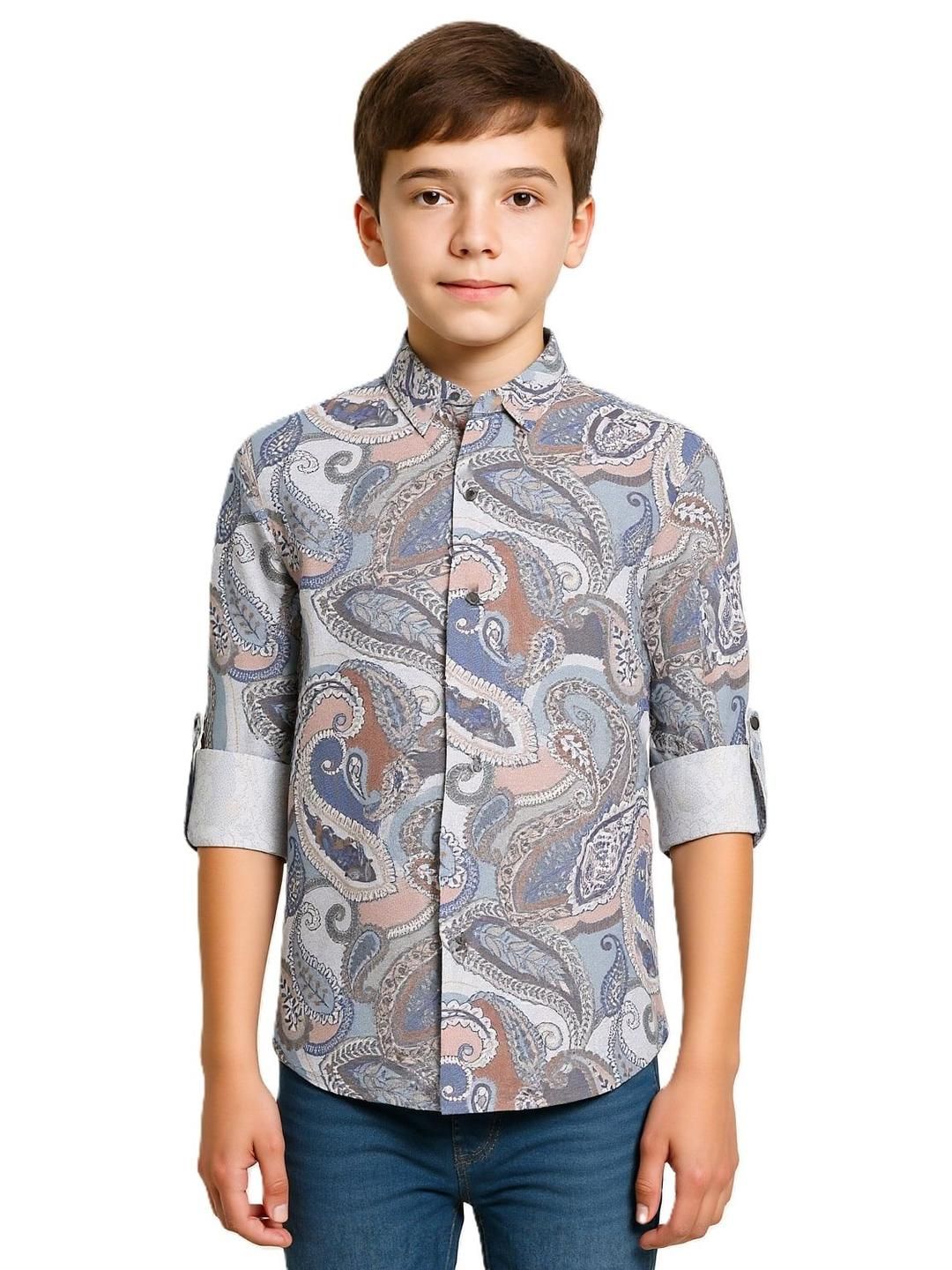 CHARCHIT Boys Ethnic Motifs Printed Spread Collar Cotton Shirt-picture-11
