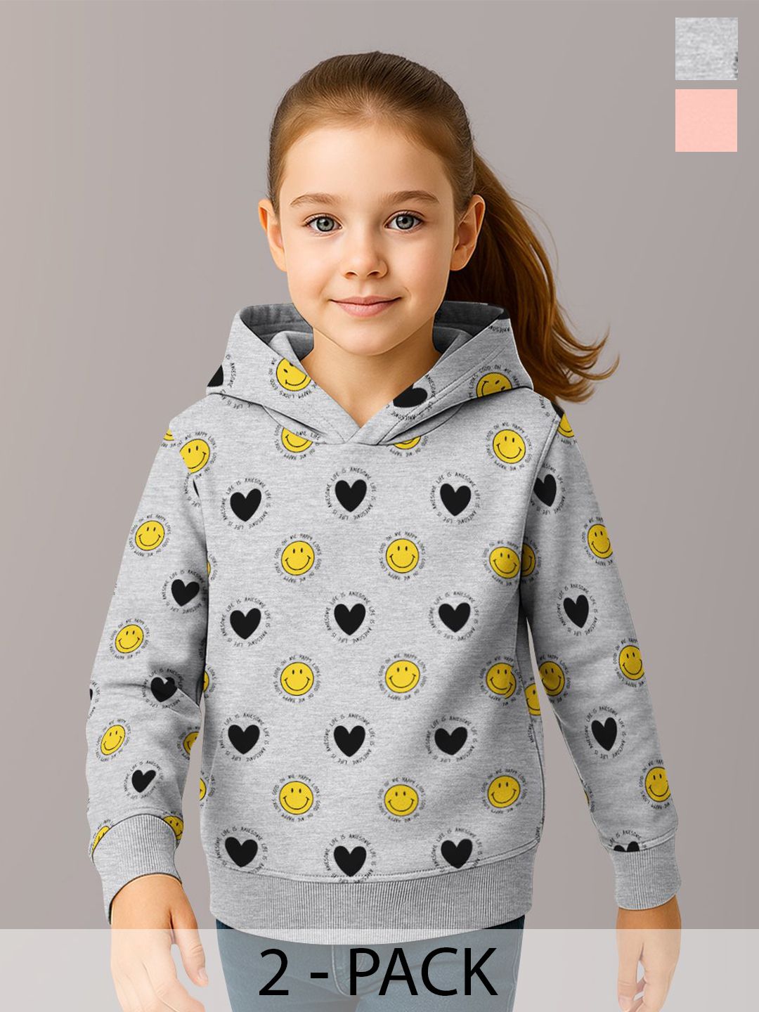 HELLCAT Girls Pack Of 2 Printed Hooded Sweatshirt-picture-30