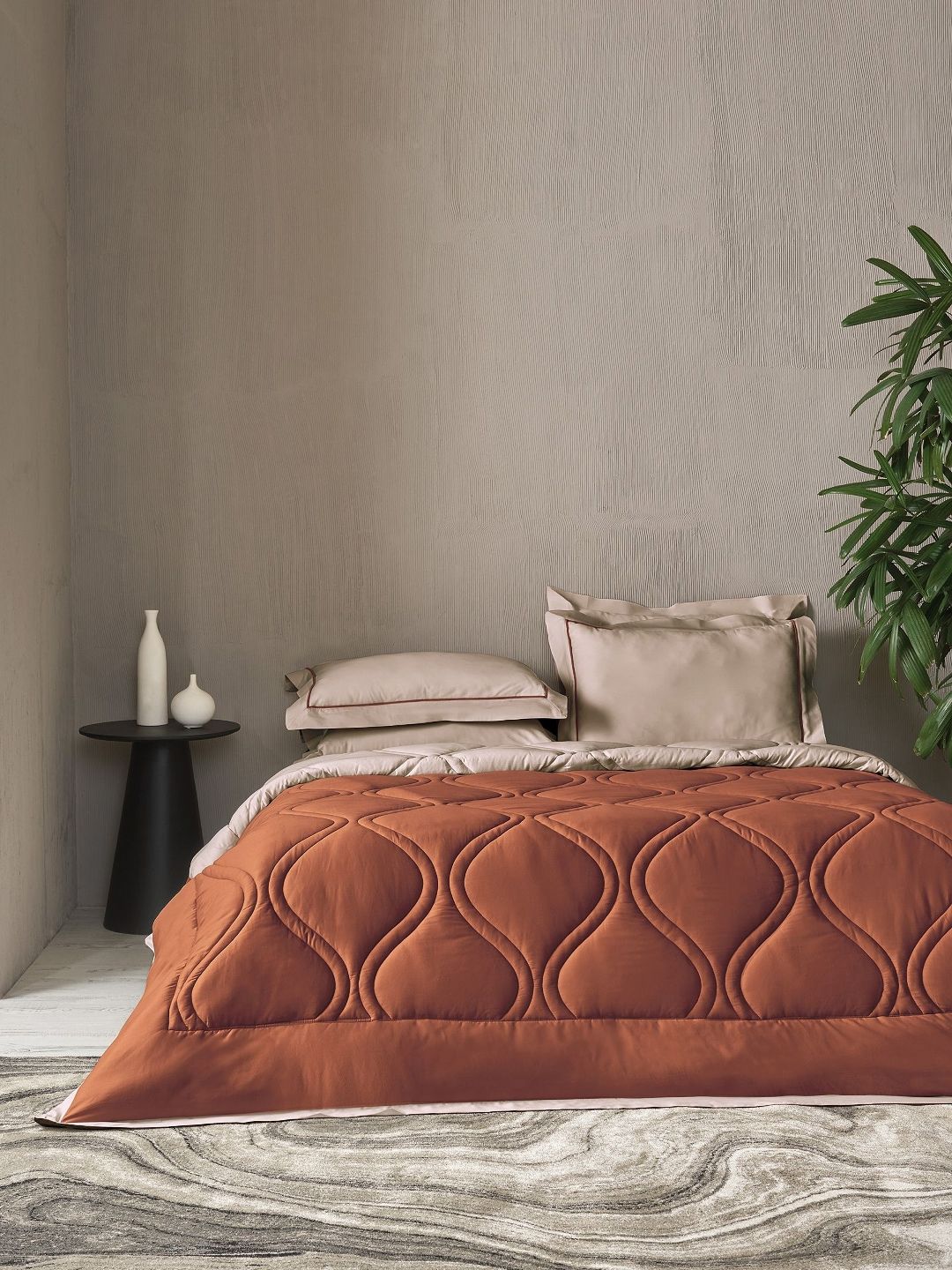 SANSAAR A DDECOR BRAND LIVE CONSCIOUSLY Brown & Beige Geometric Cotton 4 Piece Double Extra Large Superfine Bedding Set-picture-32