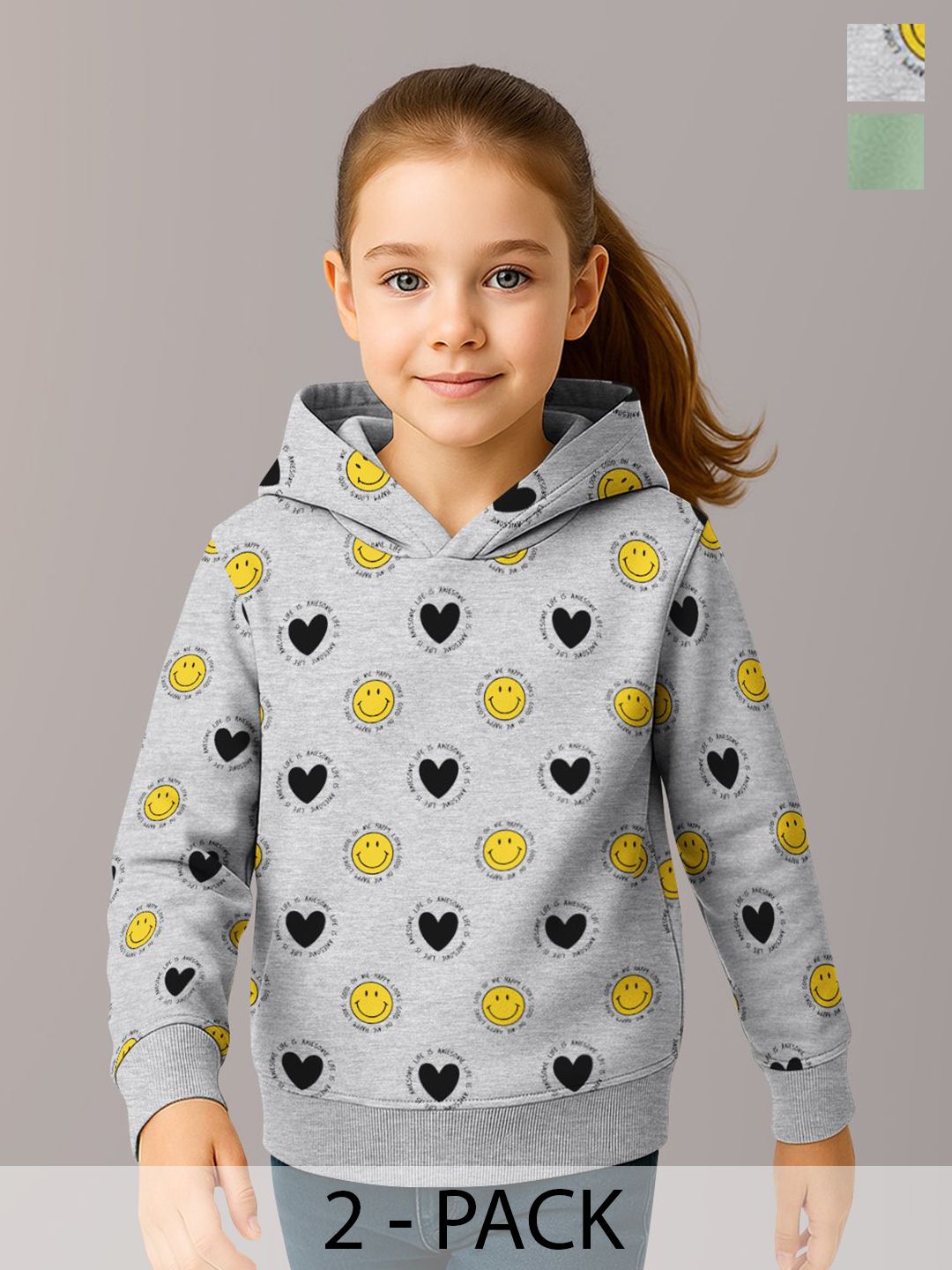HELLCAT Girls Pack of 2 Conversational Printed Hooded Sweatshirt-picture-38