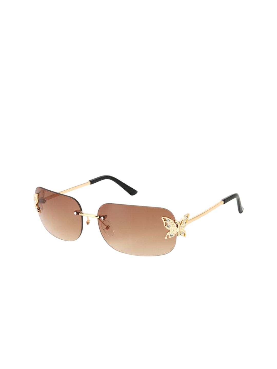 SALTY Women Brown Lens & Gold-Toned Rectangle Sunglasses with-picture-25
