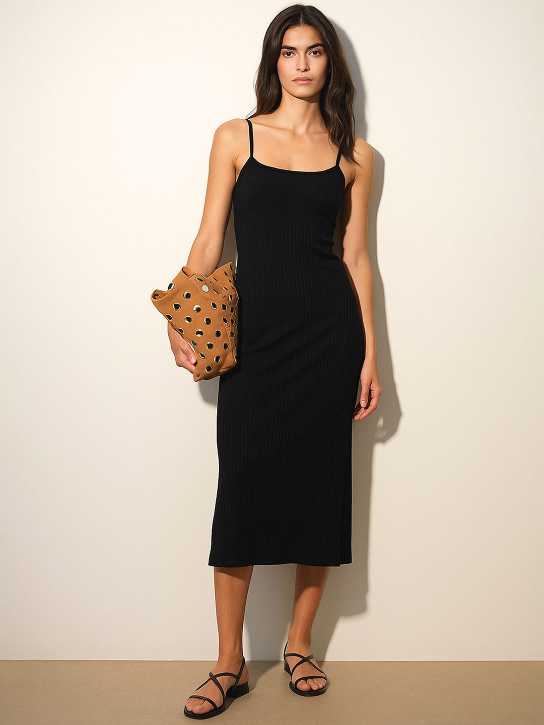SASSAFRAS Women Square Neck Bodycon Dress
