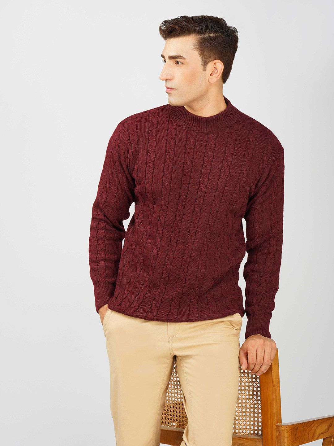 Kveto Style Redefined High Neck Self Design Sweater-picture-18