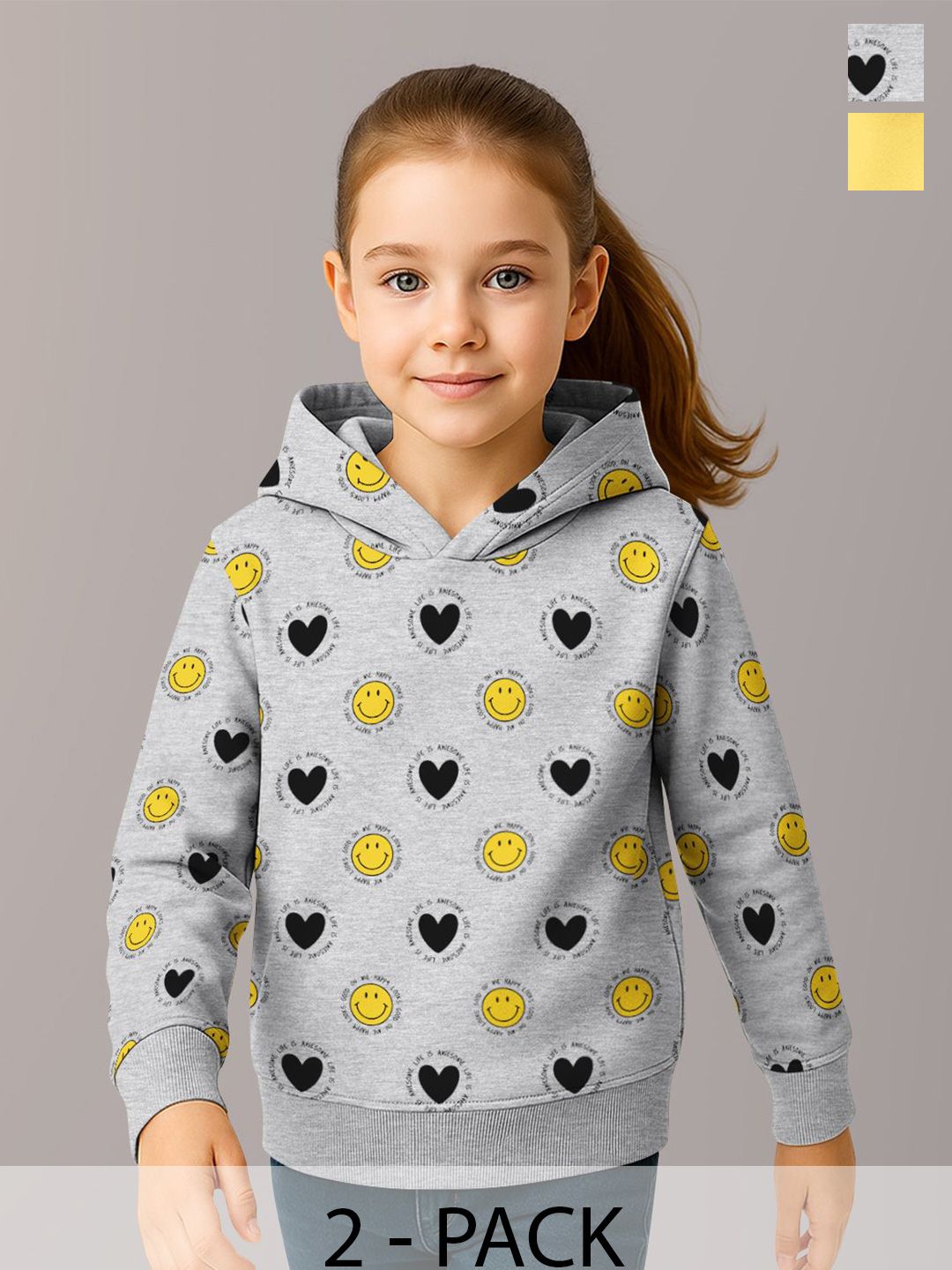 HELLCAT Girls Pack Of 2 Graphic Printed Hooded Pullover Sweatshirt-picture-40