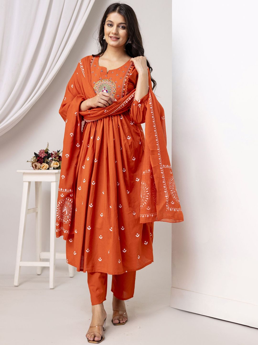 POSHART FASHION AS UNIQUE AS YOU ARE Women Printed Pure Cotton Kurta Set & Dupatta