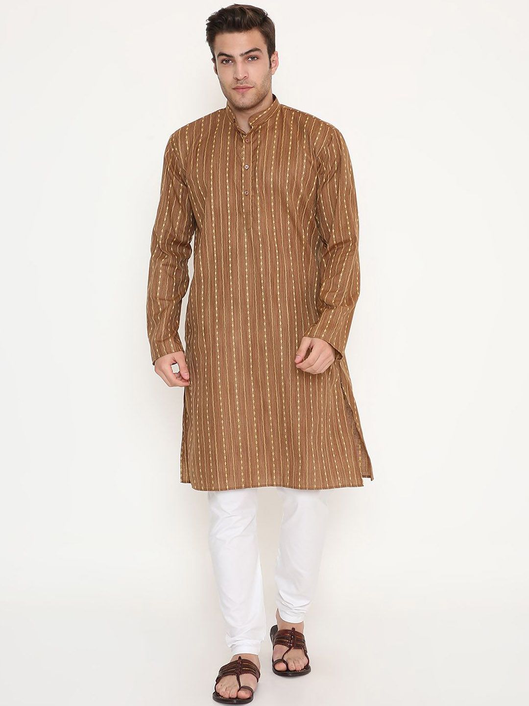 Maharaja Men Striped Woven Design Regular Kurta with Pyjamas-picture-26