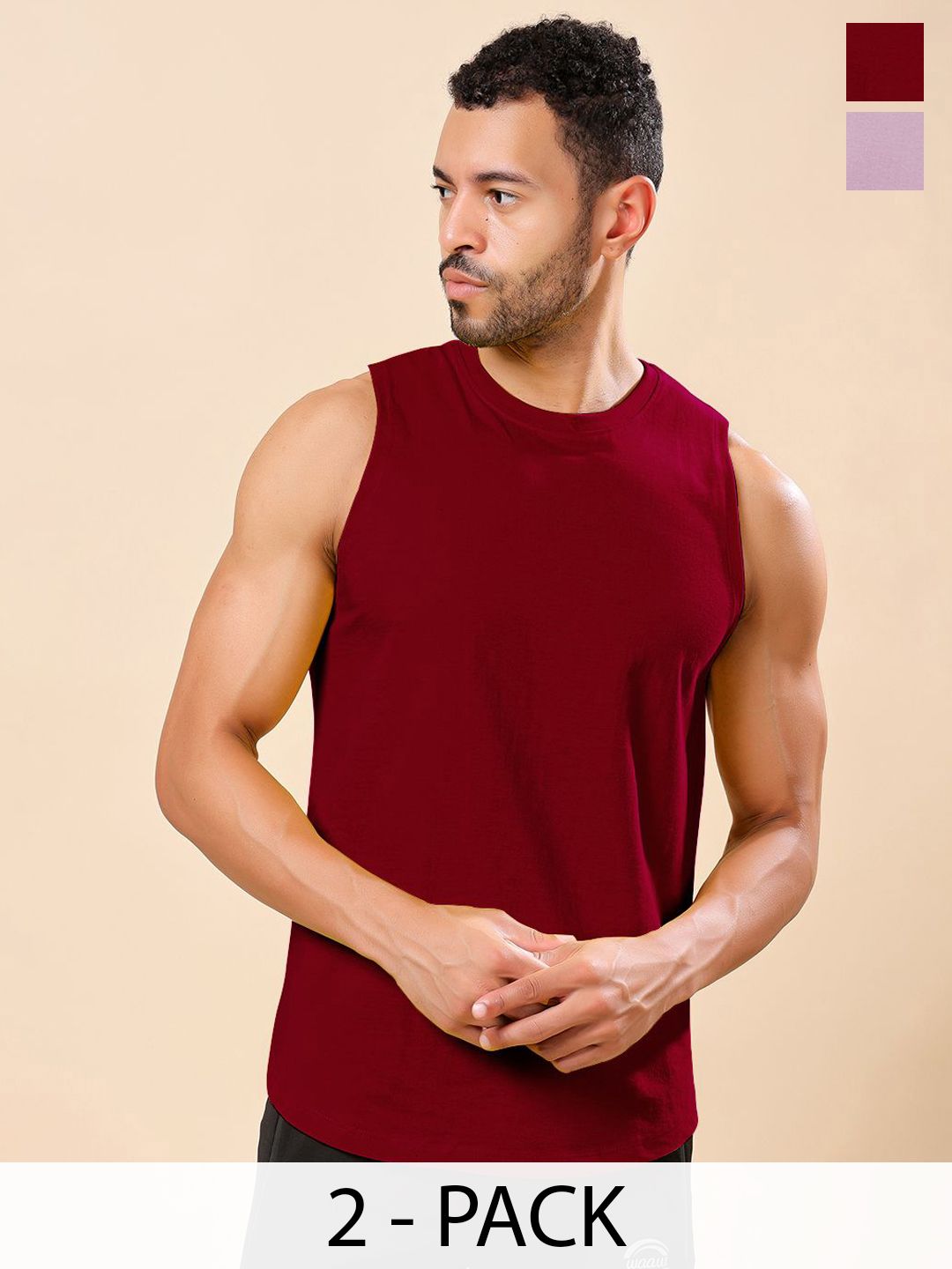 Friskers Pack Of 2 Pure Cotton Round Neck Gym Vests 230725AE-14-16-picture-42