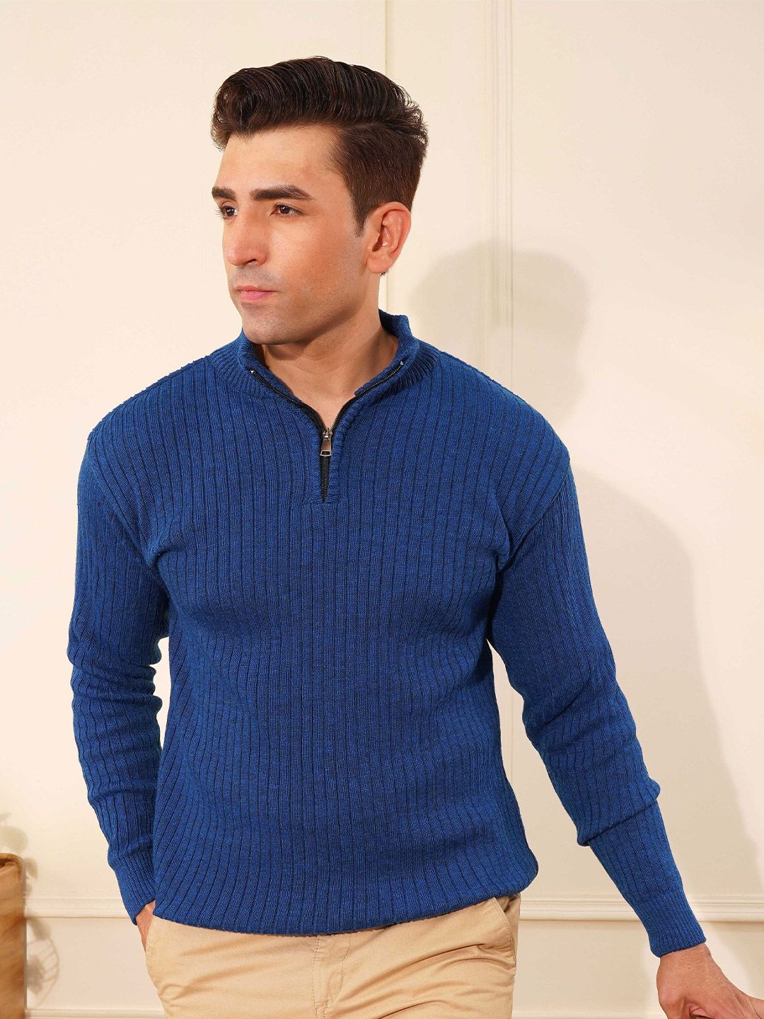KVETOO High-Neck Half-Zipper Woolen Pullover Sweater-picture-12