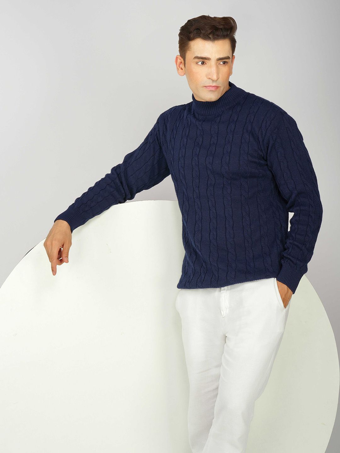 Kveto Style Redefined Men Self Design High Neck Pullover Sweater-picture-28