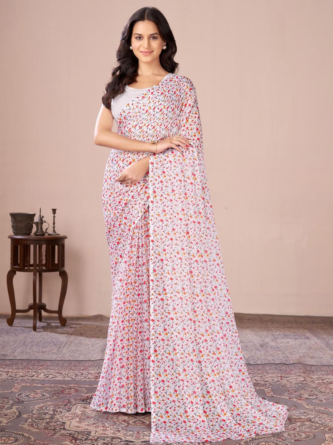 Garden Vareli Floral Printed Pure Chiffon Saree-picture-36