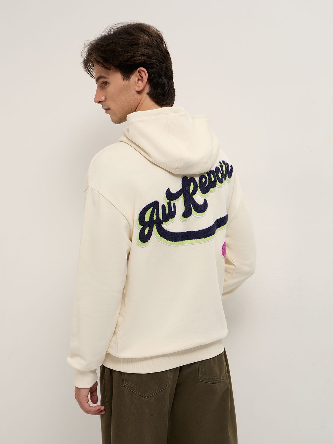THE BEAR HOUSE Men Embroidered Pure Cotton Relaxed Fit Hoodie Pullover Sweatshirt-image-29