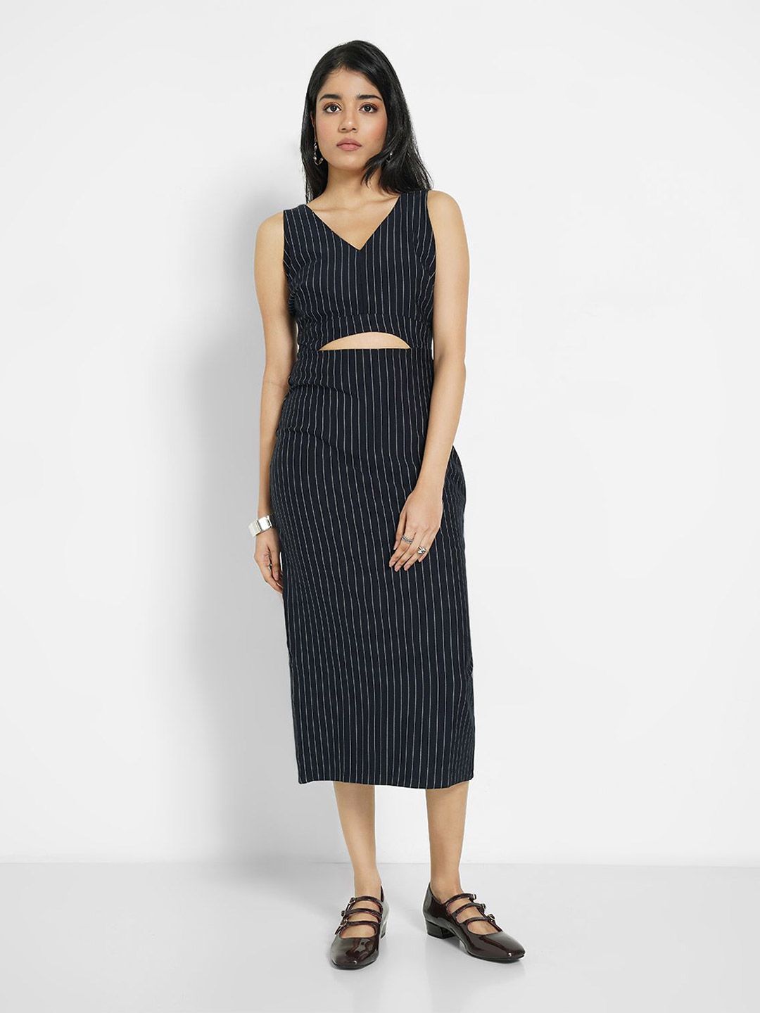 SF JEANS by Pantaloons Striped Sheath Midi Dress-picture-49