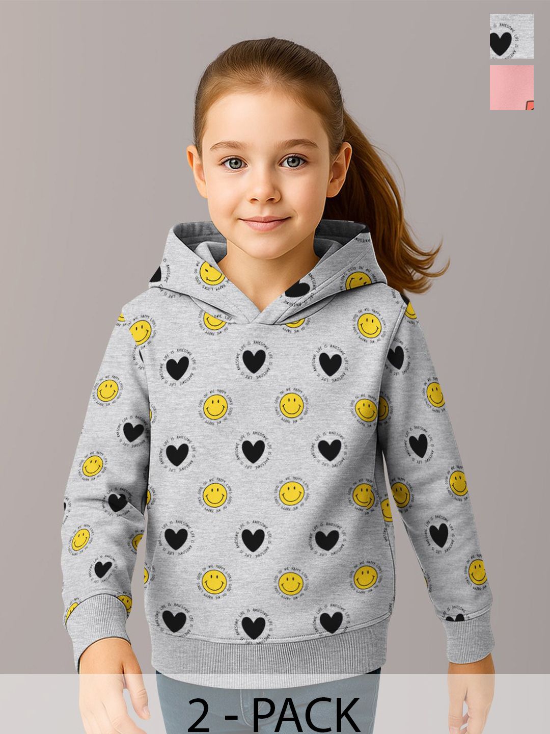 HELLCAT Girls Pack of 2 Printed Hooded Pullover Sweatshirt-picture-39
