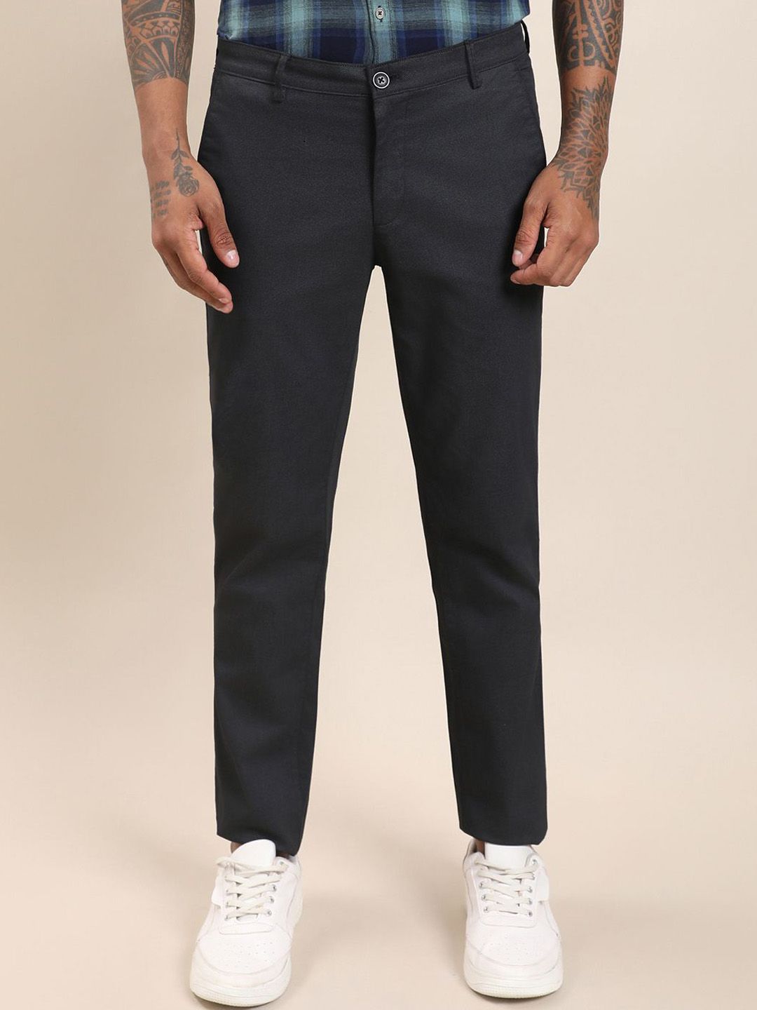 Turtle Men Cotton Stretch Ultra Slim Fit Flat Front Casual Trouser-picture-25