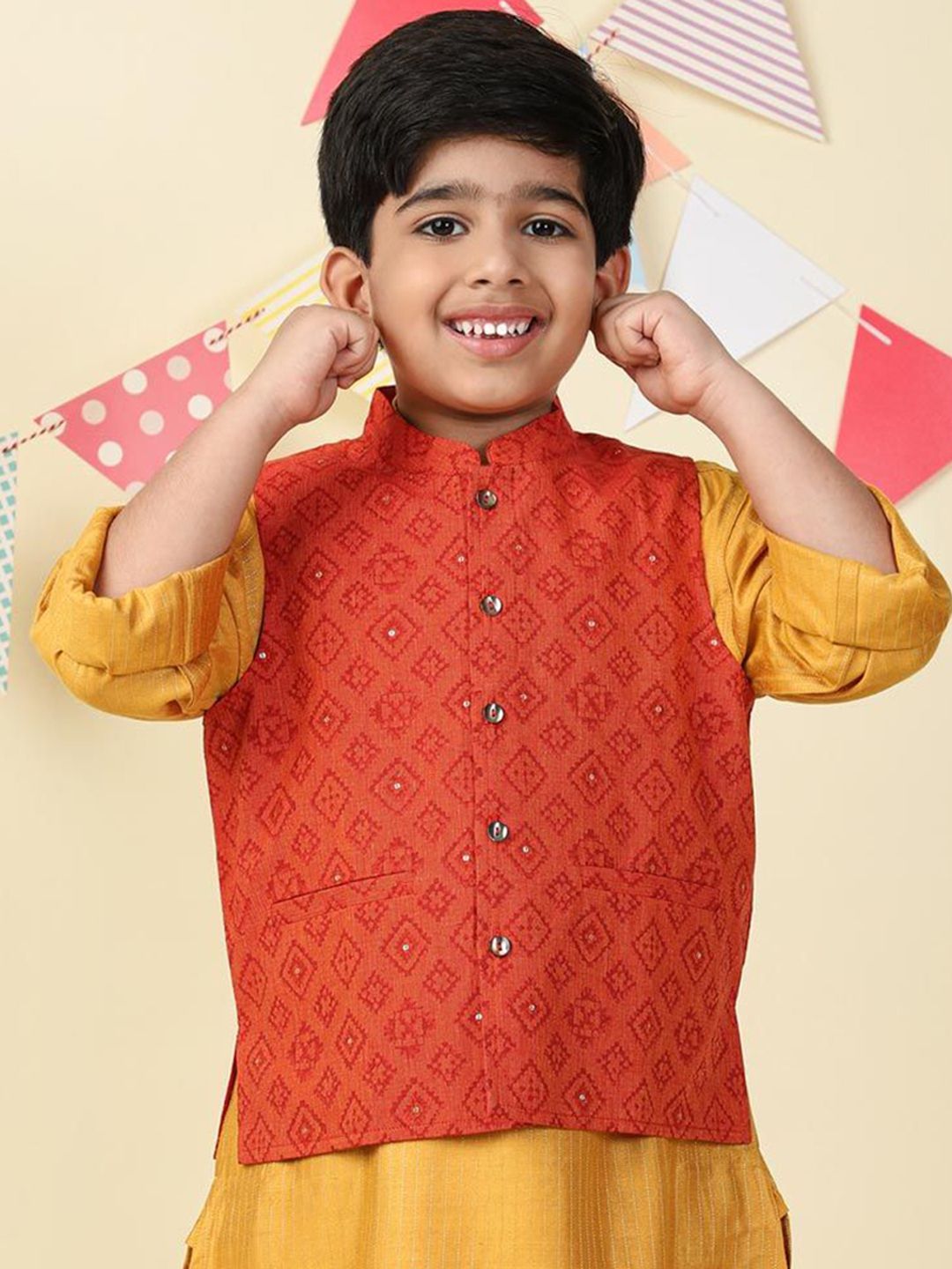 Fabindia Boys Printed Cotton Nehru Jacket-picture-27