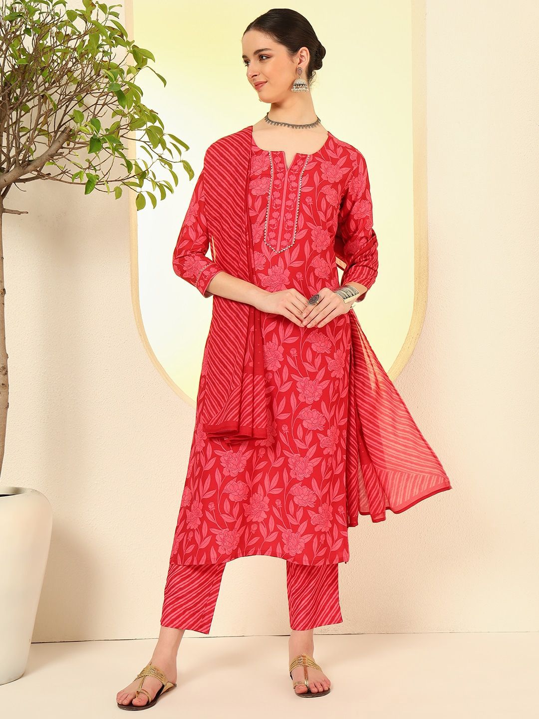KALINI Women Floral Printed Kurta with Trousers & Dupatta