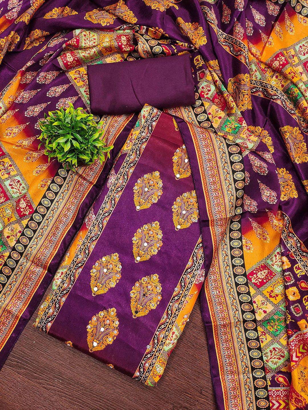 Maroosh Printed Silk Chiffon Unstitched Dress Material-picture-31