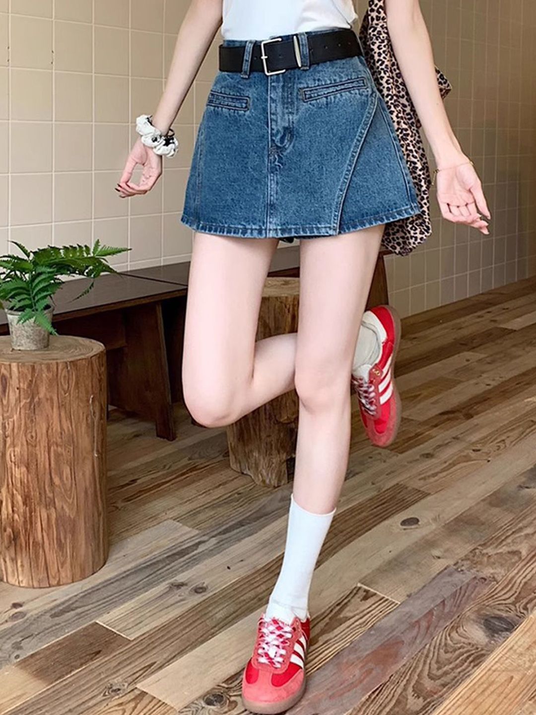 LULU & SKY Denim High-Rise Straight Mini Skirt-image-44