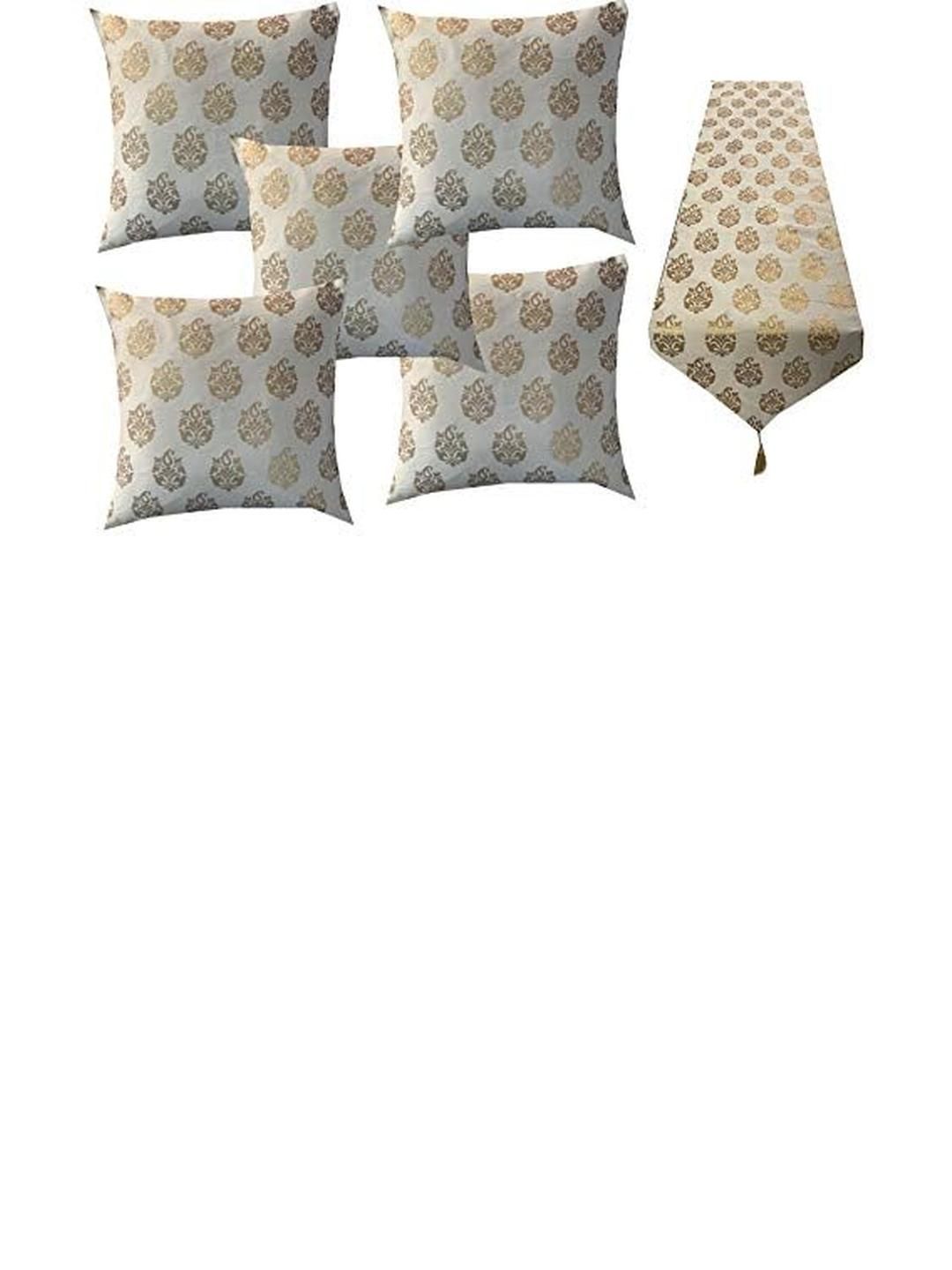 pink parrot Pinkparrot 12x70 inch jacquard silk table runner and 5 pcs 16x16 inch cushion covers-picture-32