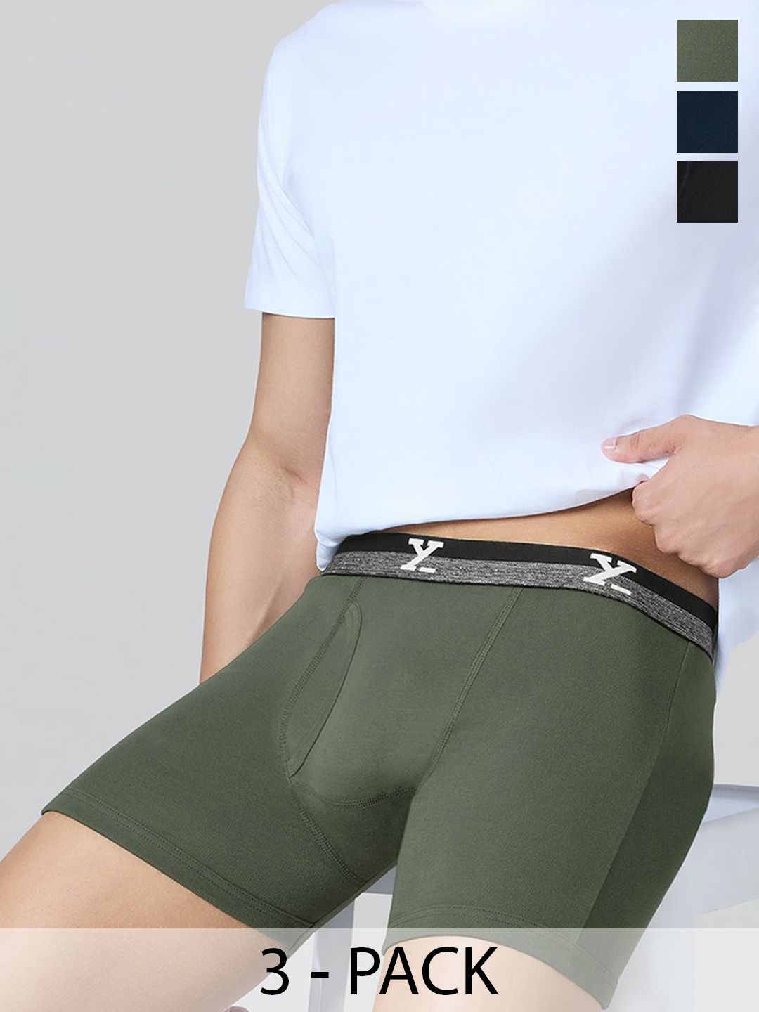 XYXX Pack Of 3 Cotton Long Trunks