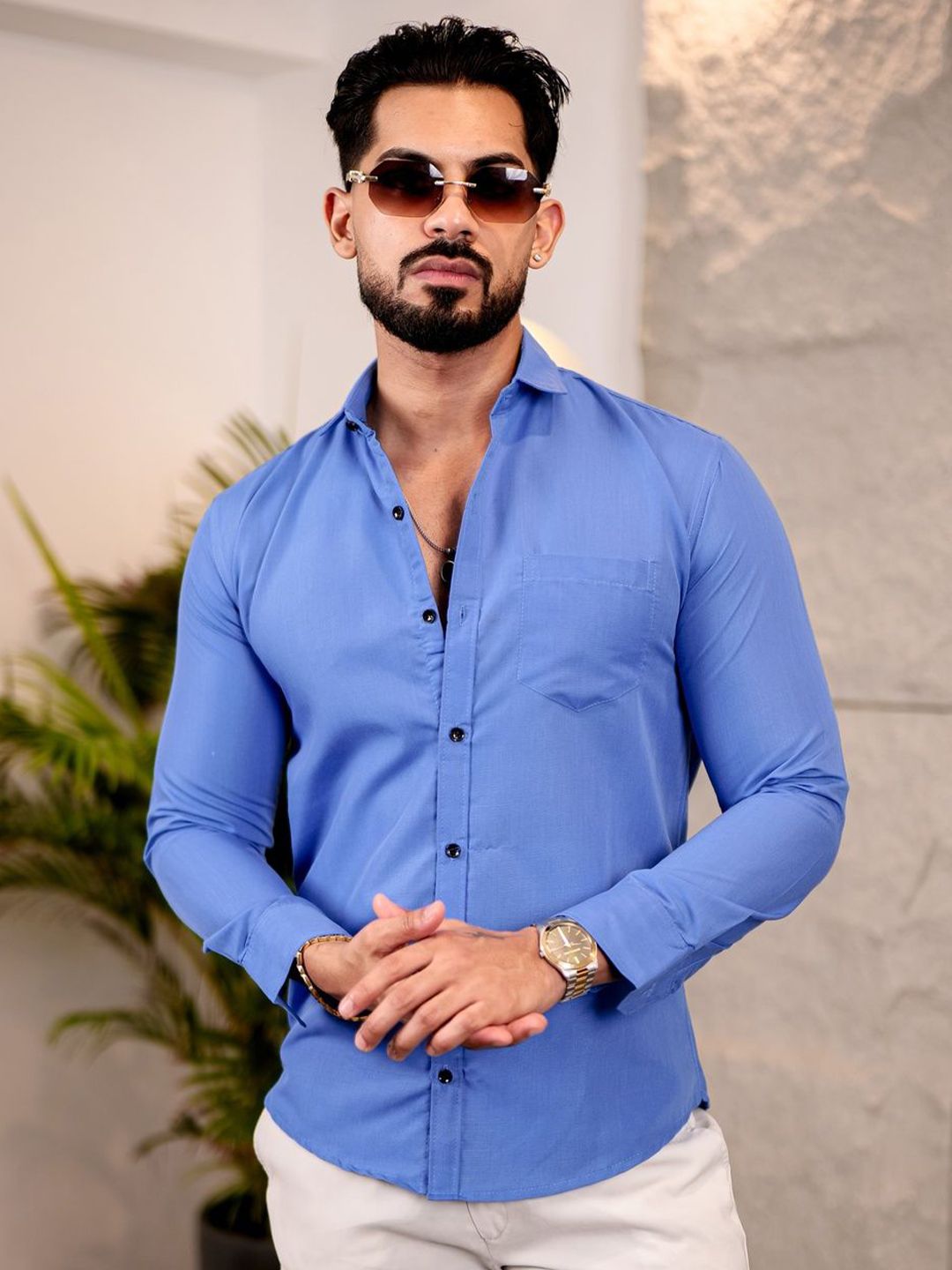 KHUSHI CREATION Original Spread Collar Cotton Shirt-picture-27