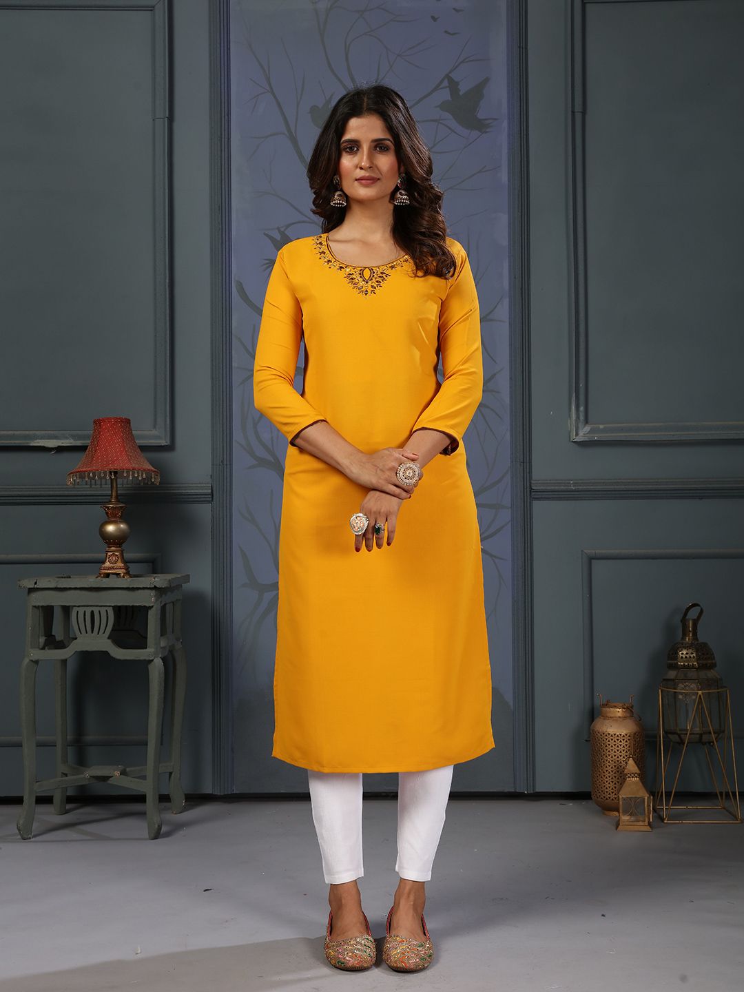 DIVASTRI Women Solid Daily Cotton Straight Kurta-picture-21