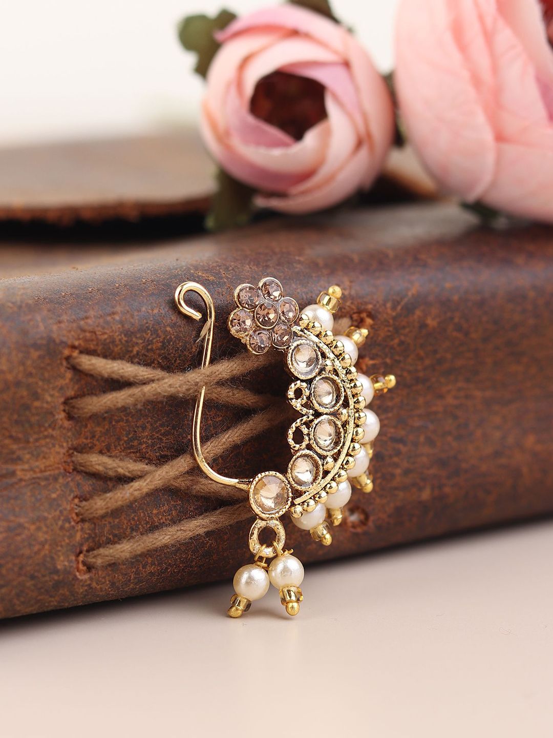 FLINGDOM Sterling Silver Stone-Studded & Beaded Stud Nosepin-picture-10