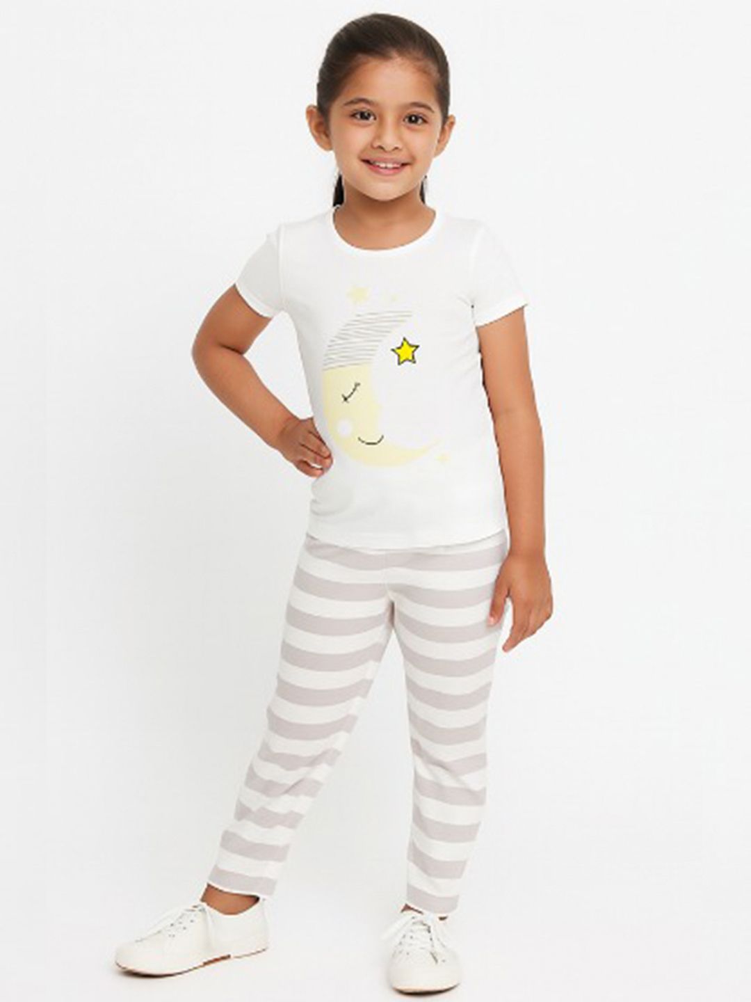 Here&Now X Game Begins Girls Cotton Printed T-shirt with Pyjamas-picture-52