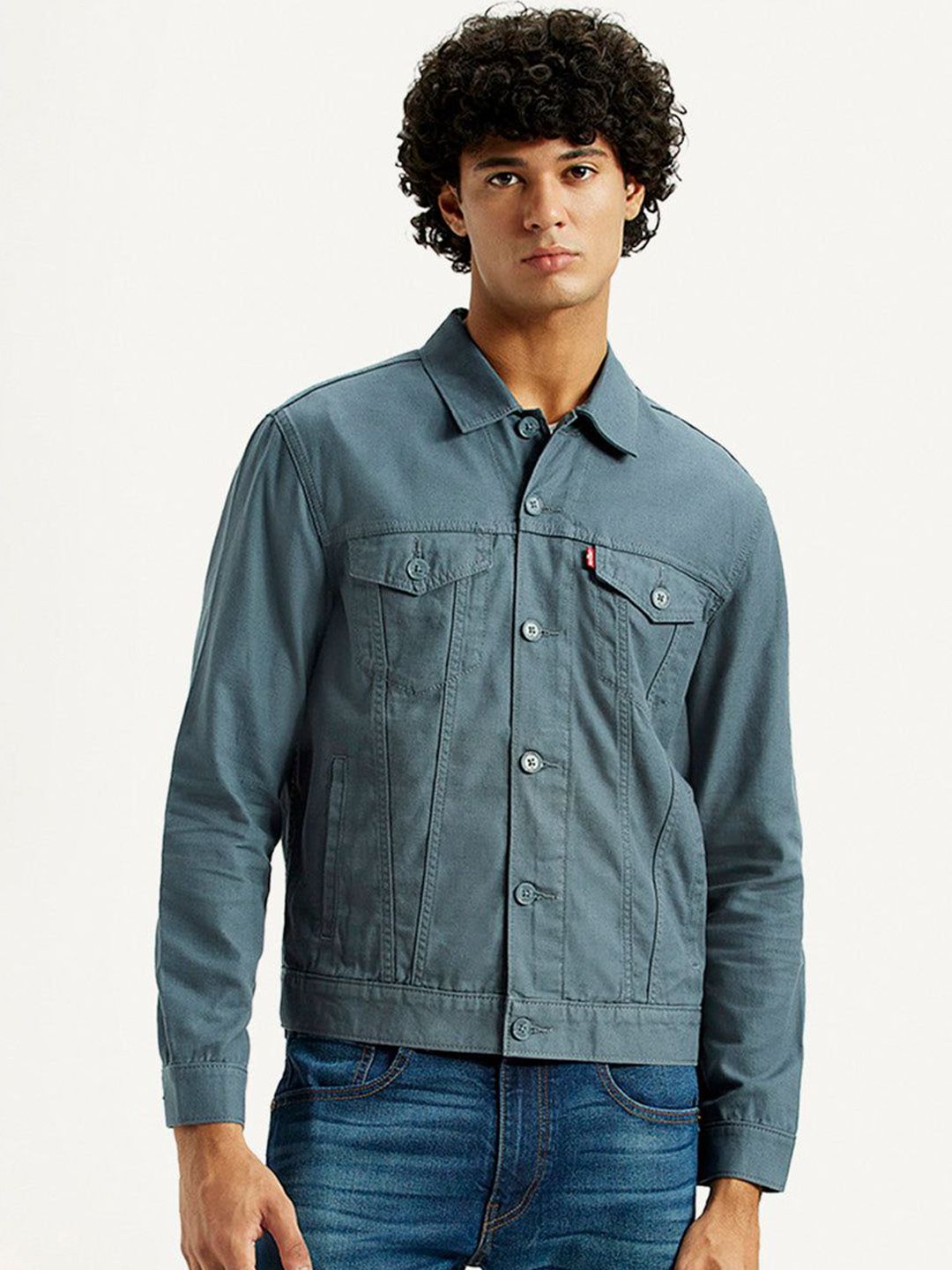 Levis Spread Collar Open Front Trucker Jacket-image-39