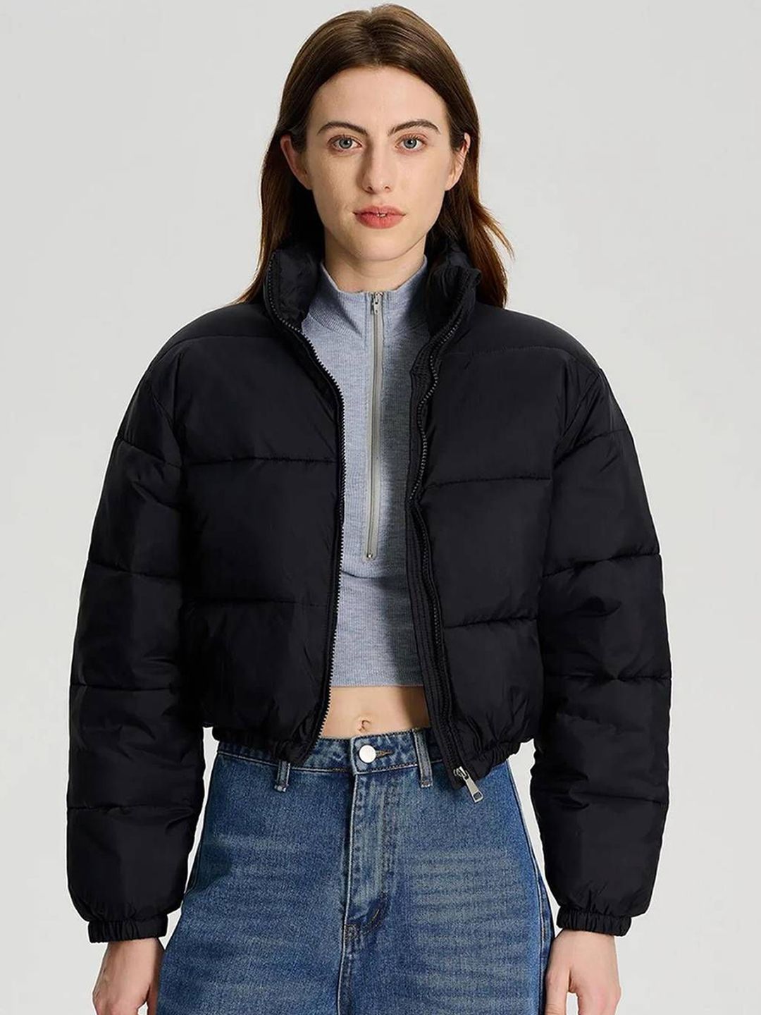 Stylecast X Kotty Women Mock Collar Solid Lightweight Puffer Jacket-picture-40