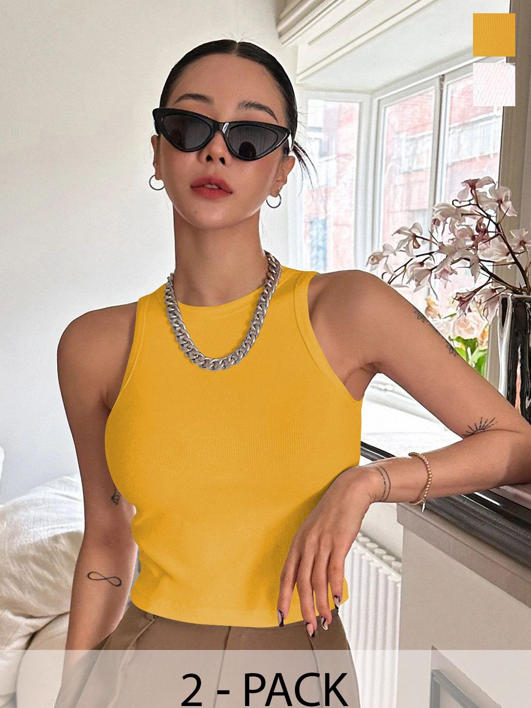 BAESD Women Pack of 2 Ribbed Sleeveless Tank Crop Top-picture-27