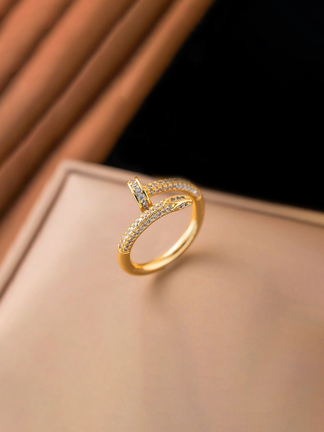 Jewels Galaxy Gold-Plated Crystals-Studded Anti-Tarnish Finger Ring-picture-32