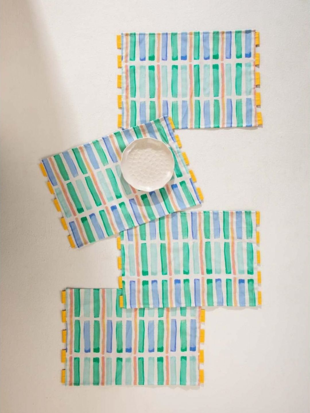 FREEDOM TREE 4-Pcs Blue & Green Printed Cotton Table Placemats-picture-40