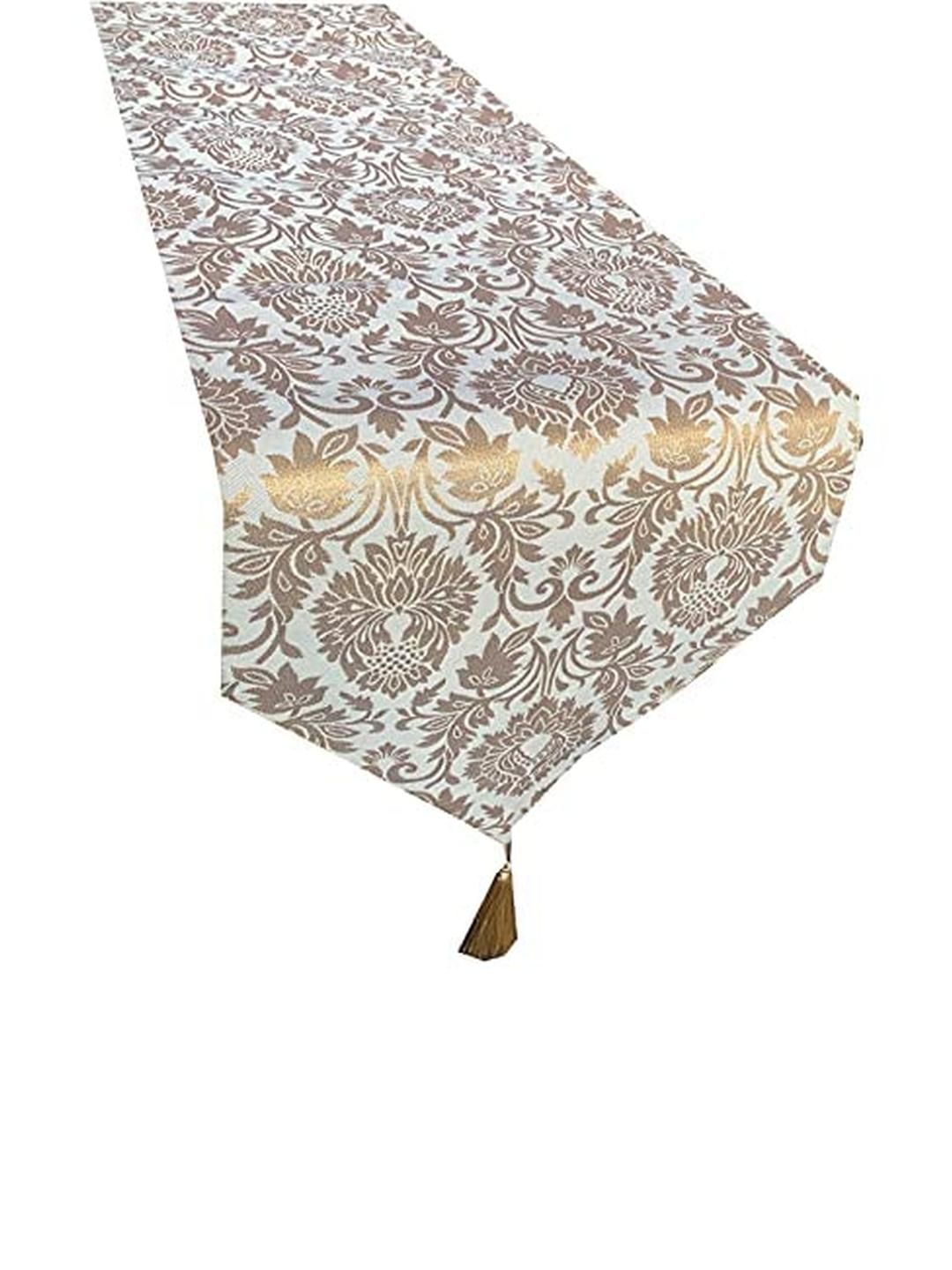 Pink Parrot Jacquard silk table runner