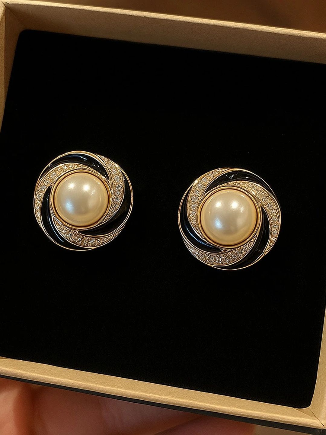 Celestique Pearls Studded Korean Circular Shaped Studs-picture-31