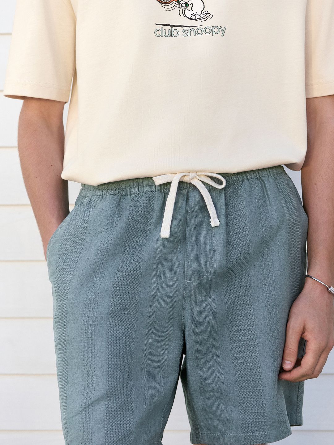 NEXT Men Striped Textured Pure Cotton Shorts-picture-56