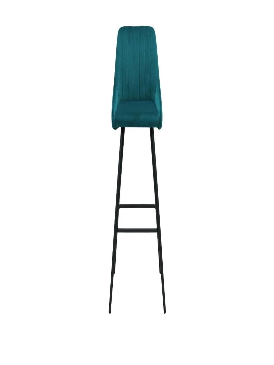 Doe Buck Modern Velvet High Bar Teal Chair with Black Legs