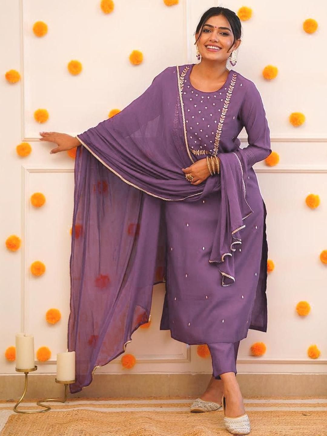 MAHUDI Women Lavender Kurta Sets