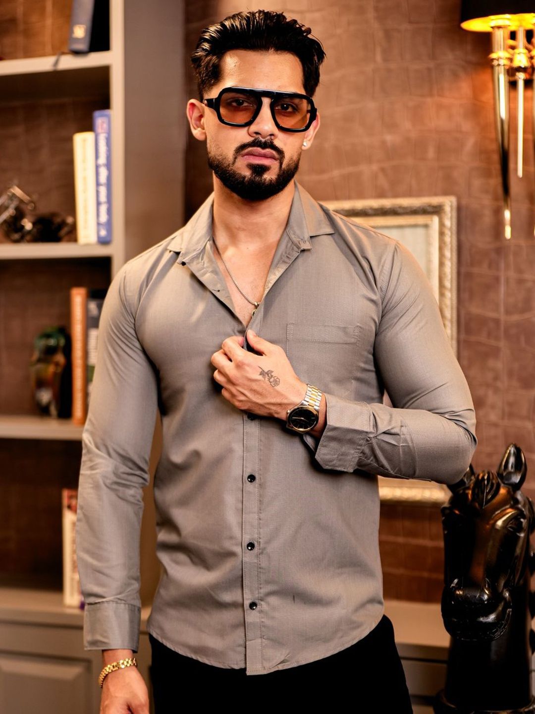 KHUSHI CREATION Original Spread Collar Cotton Shirt-picture-30