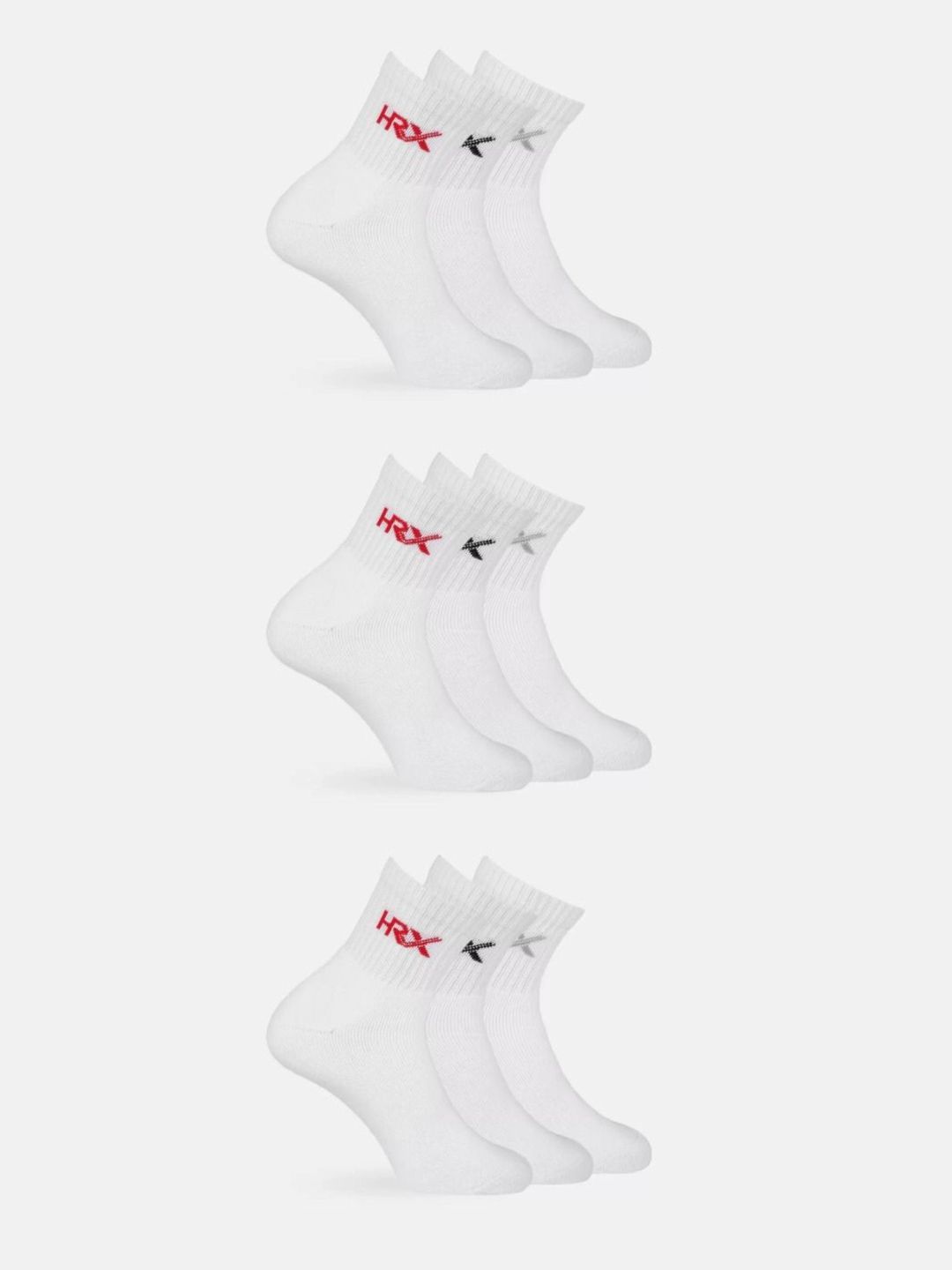 HRX by Hrithik Roshan Unisex Pack Of 9 Ankle-Length Socks-image-44